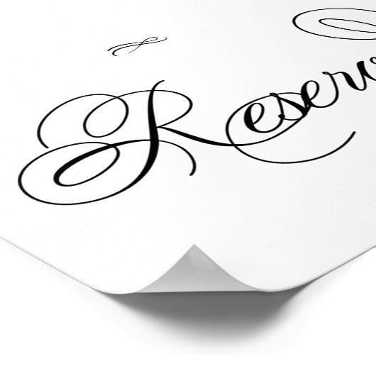 Poster Élégant script noir de table réservée | horizontal (Coin)