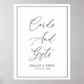 Poster élégant script noir et blanc Cartes & Cadeaux sign (Devant)