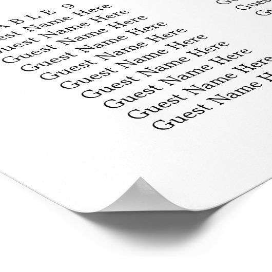 Poster Élégant Script noir et blanc Mariage de siège grap (Coin)