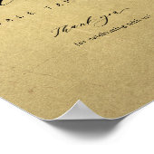 Poster Élégant Script, Noir et Or Mariage Favor Signal (Coin)
