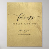 Poster Élégant Script, Noir et Or Mariage Favor Signal (Devant)