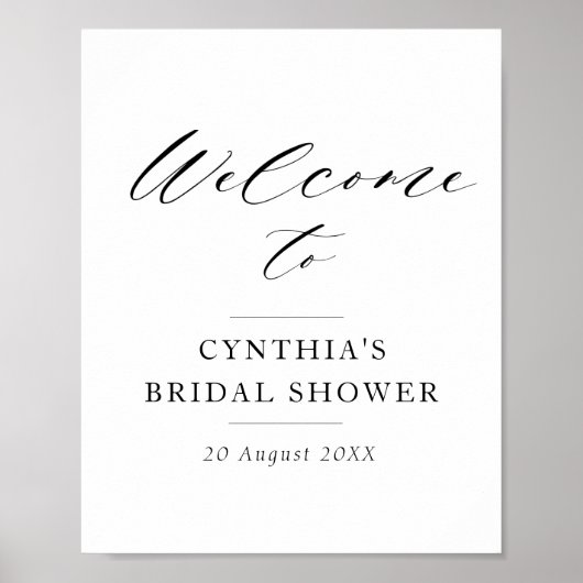 Poster élégant script noir signe de bienvenue (Devant)