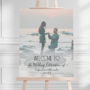 Poster Elégant script photo Bienvenue à notre Mariage