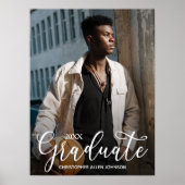 Poster Élégant Script Photo Graduation Party (Devant)