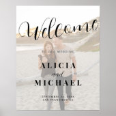 Poster Élégant script photo mariage signe de bienvenue (Devant)