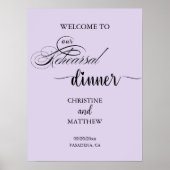 Poster Élégant Script Purple Répétition Dîner Bienvenue (Devant)