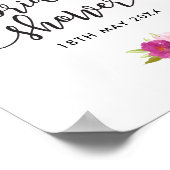 Poster Élégant Script Rose Fête des mariées de bienvenue (Coin)