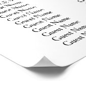 Poster Élégant Script Simple moderne Mariage Seating Char (Coin)