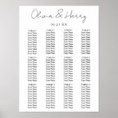 Poster Élégant Script Simple moderne Mariage Seating Char (Devant)