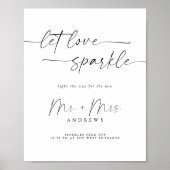 Poster Élégant Script Sparkler Mariage Envoyer Désactiver (Devant)