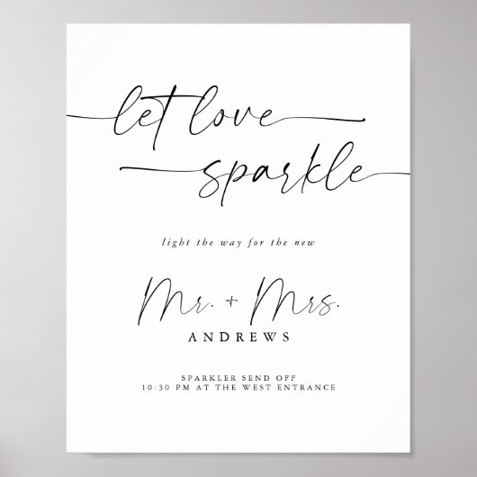 Poster Élégant Script Sparkler Mariage Envoyer Désactiver (Devant)