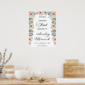 Poster Élégant Script 'Sunday Brunch' Mariage Floral (Cuisine)