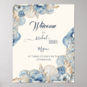 Poster Elegant Seashell Border Wedding welcome (Devant)