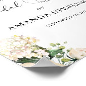 Poster Élégant shower de mariage hydrangeas florales blan (Coin)