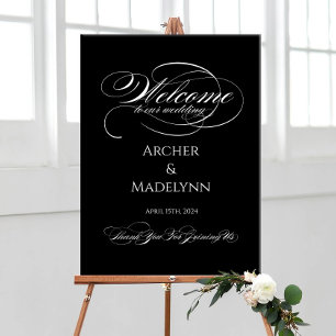 Poster Elégant signe d'accueil de mariage luxueux calligr