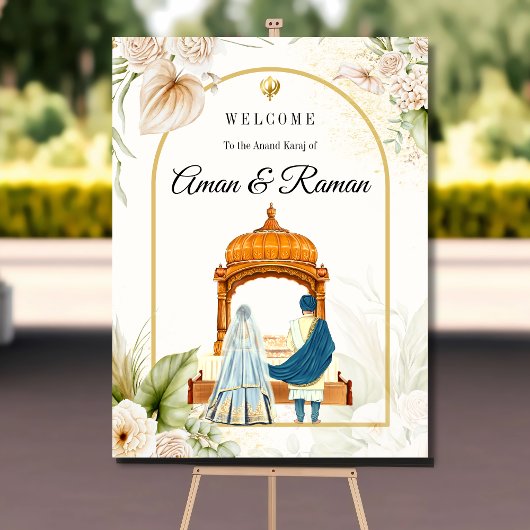 Poster Élégant signe de bienvenue mariage sikh