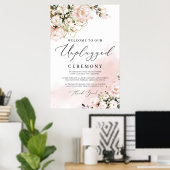 Poster Élégant signe de cérémonie rose vif floral débranc (Bureau à domicile)
