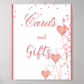 Poster Élégant signe de douche de coeur rose valentin (Devant)