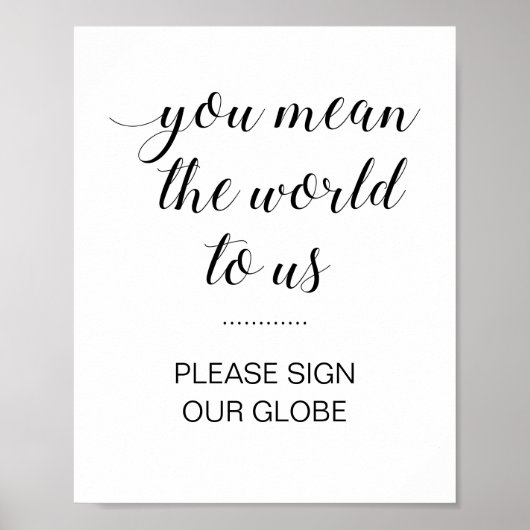 Poster Élégant S'Il Vous Plaît Signer Notre Mariage Globe (Devant)