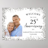 Poster Elegant Silver 25th Wedding Anniversary Welcome (Devant)