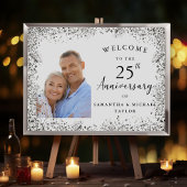 Poster Elegant Silver 25th Wedding Anniversary Welcome