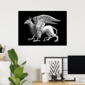 Poster Elégant Silver Grey / Grey Griffin Légendaire Bête (Bureau à domicile)