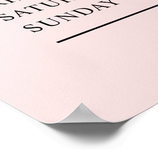 Poster Élégant Simple Blush Rose Business Heures d'ouvert (Coin)
