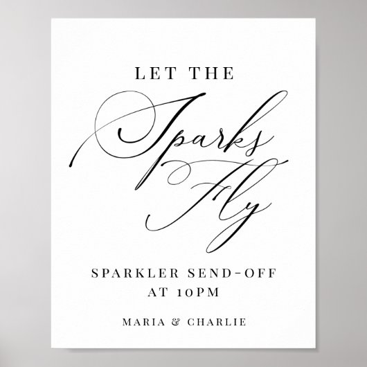 Poster Élégant Sparkler Moderne Envoyer Mariage (Devant)