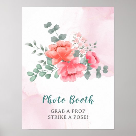 Poster Élégant stand photo à l'aquarelle rose blush (Devant)