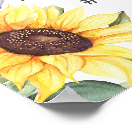 Poster Elégant Sunflowers Boho Fête des mariées photo Pro (Coin)