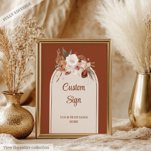 Poster Élégant Terracotta Pampas Sage Boho Arch Personnal