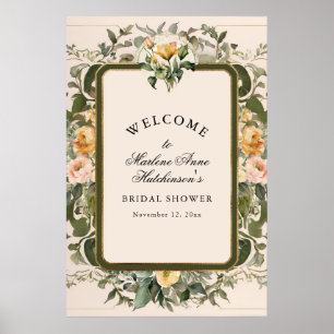 Poster Élégant thé floral jaune de mariage