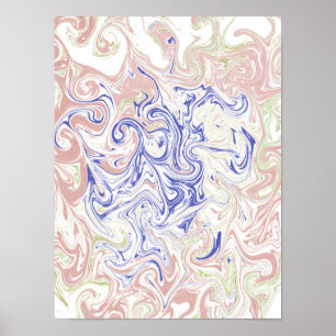 Poster Élégant tourbillon de marbre bleu et pêche doux Ab