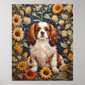 Poster Élégant tournesol Cavalier King Charles Spaniel (Devant)
