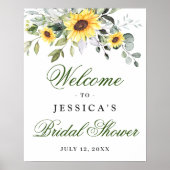 Poster Elégant Tournesol Eucalyptus Fête des mariées Post (Devant)