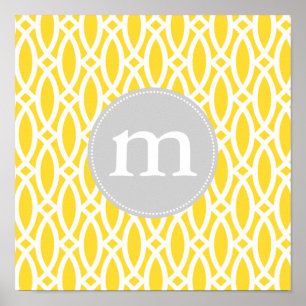 Poster Elégant Trellis moderne Jaune Personnalisé