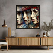 Poster Elégant Trois Femme Visage Profil Artwork