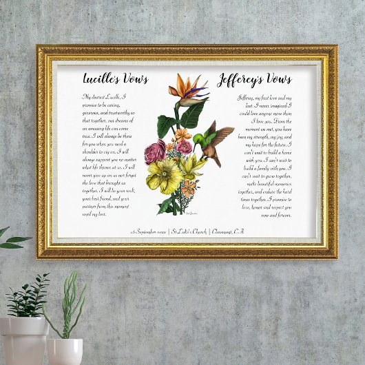 Poster Élégant Tropical Floral Personnalisé Mariage Vow A