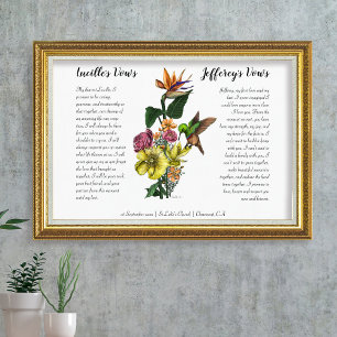 Poster Élégant Tropical Floral Personnalisé Mariage Vow A
