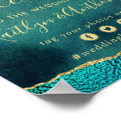 Poster Elégant Turquoise & Or Agate Mariage Bienvenue (Coin)