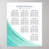 Poster Elégant Turquoise Tides Plage Mariage Table Plan (Devant)