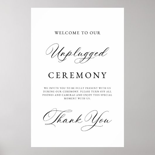 Poster Elegant Unplugged Wedding Ceremony Sign | Modern  (Devant)