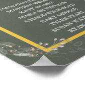 Poster Elégant Vert Floral Aquarelle Carte de siège (Coin)