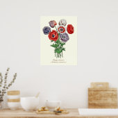 Poster Elegant Vintage Botanical Poppy Anemone 18"x24" (Cuisine)