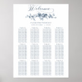 Poster Élégant Vintage gravé bleu floral (Devant)