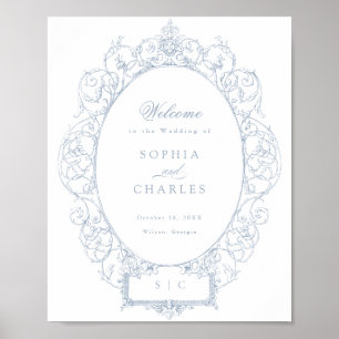 Poster Elégant Vintage ornement Mariage Bienvenue