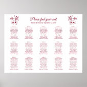 Poster Élégant Vintage Romance Burgundy Seating Chart (Devant)