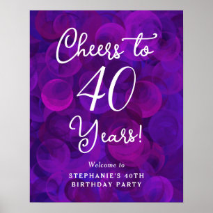 Poster Elégant violet encourage à 40 ans 40e anniversaire