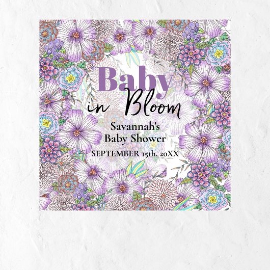 Poster Élégant violet fleurs de jardin bébé en fleur