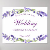 Poster Elégant violet Lavander Fleurs Mariage Bienvenue (Devant)